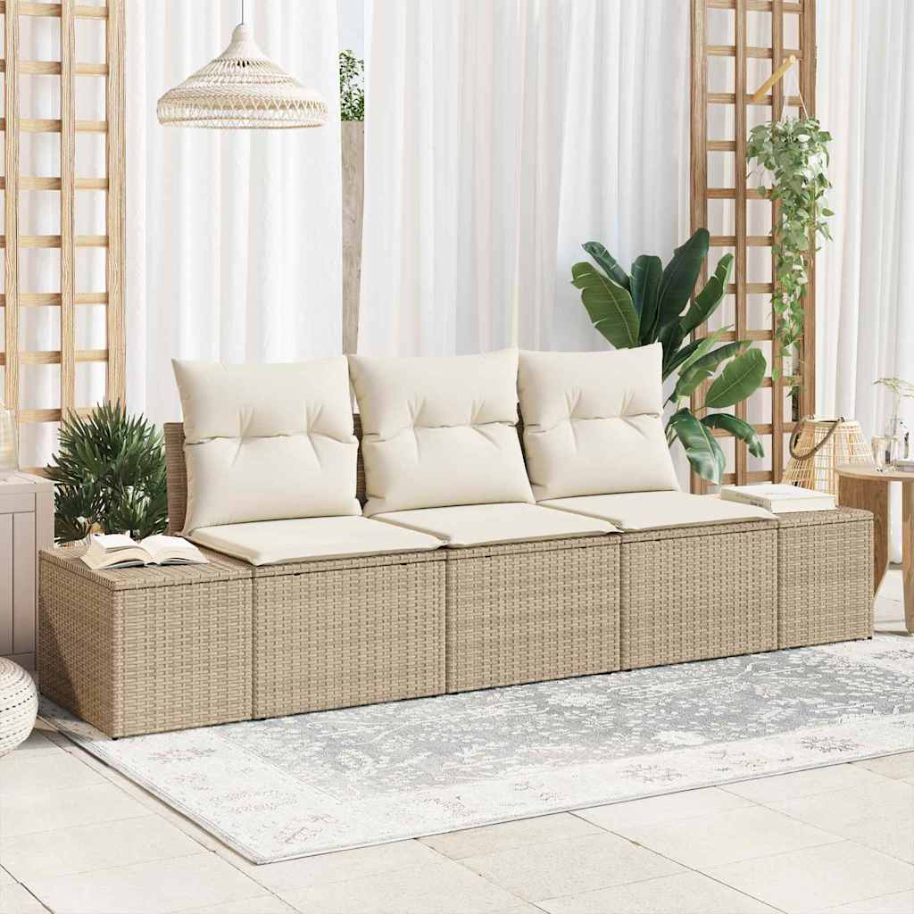 Sofa Set 3 stk. Beige [Synthetisch]: Poly Rattan