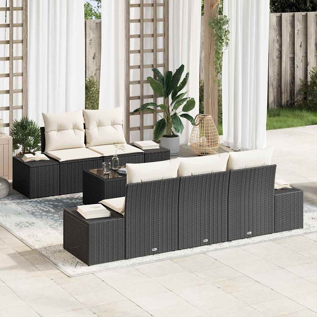 Sofa Set Schwarz [Synthetisch]: Poly Rattan