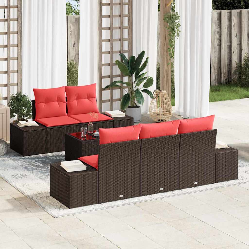 Sofa Set 6 stk. Braun [Synthetisch]: Poly Rattan