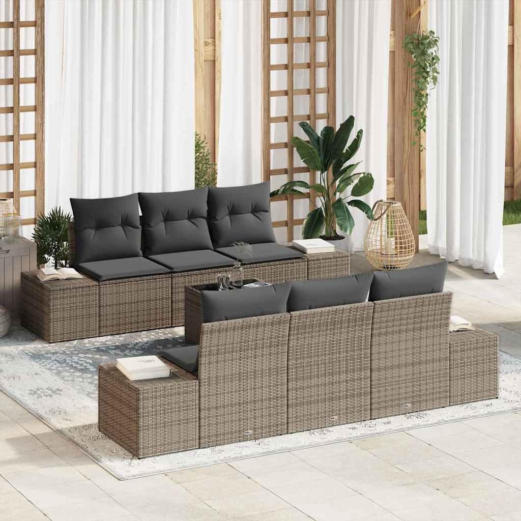 Sofa Set 7 stk. Grau [Synthetisch]: Poly Rattan
