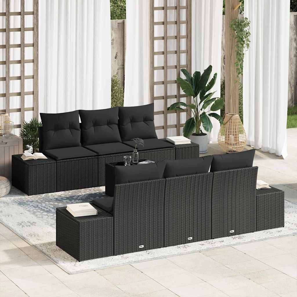 Sofa Set 7 stk. Schwarz [Synthetisch]: Poly Rattan