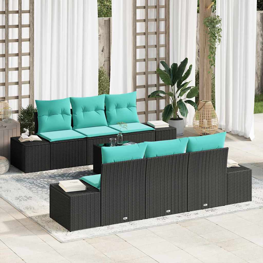 Sofa Set 7 stk. Schwarz [Synthetisch]: Poly Rattan