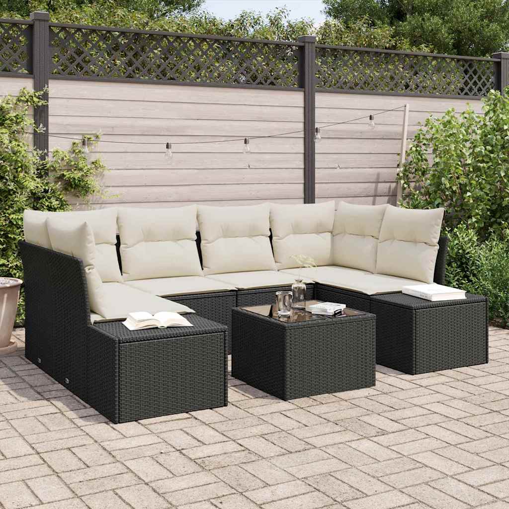 Sofa Set 7 stk. Schwarz [Synthetisch]: Poly Rattan