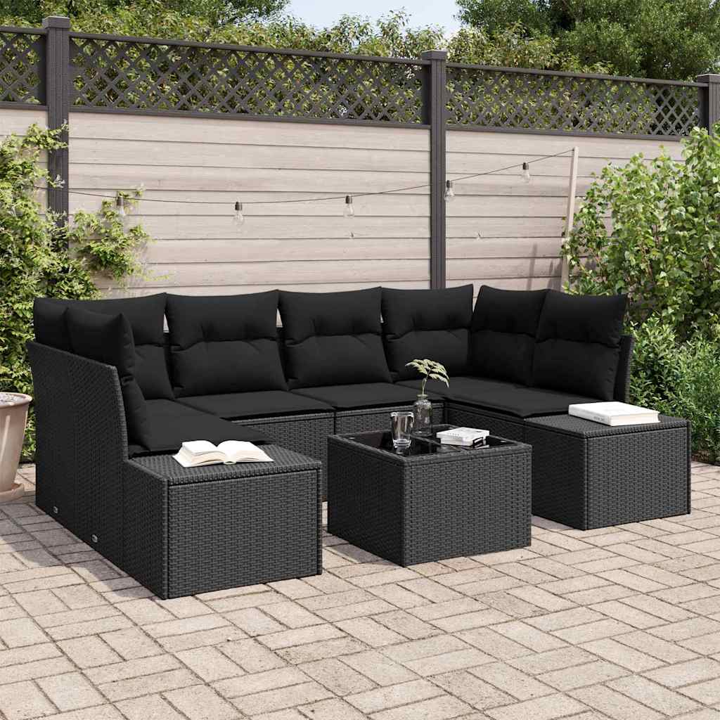 Sofa Set 7 stk. Schwarz [Synthetisch]: Poly Rattan