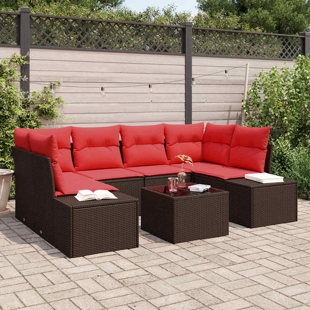 Sofa Set 7 stk. Braun [Synthetisch]: Poly Rattan