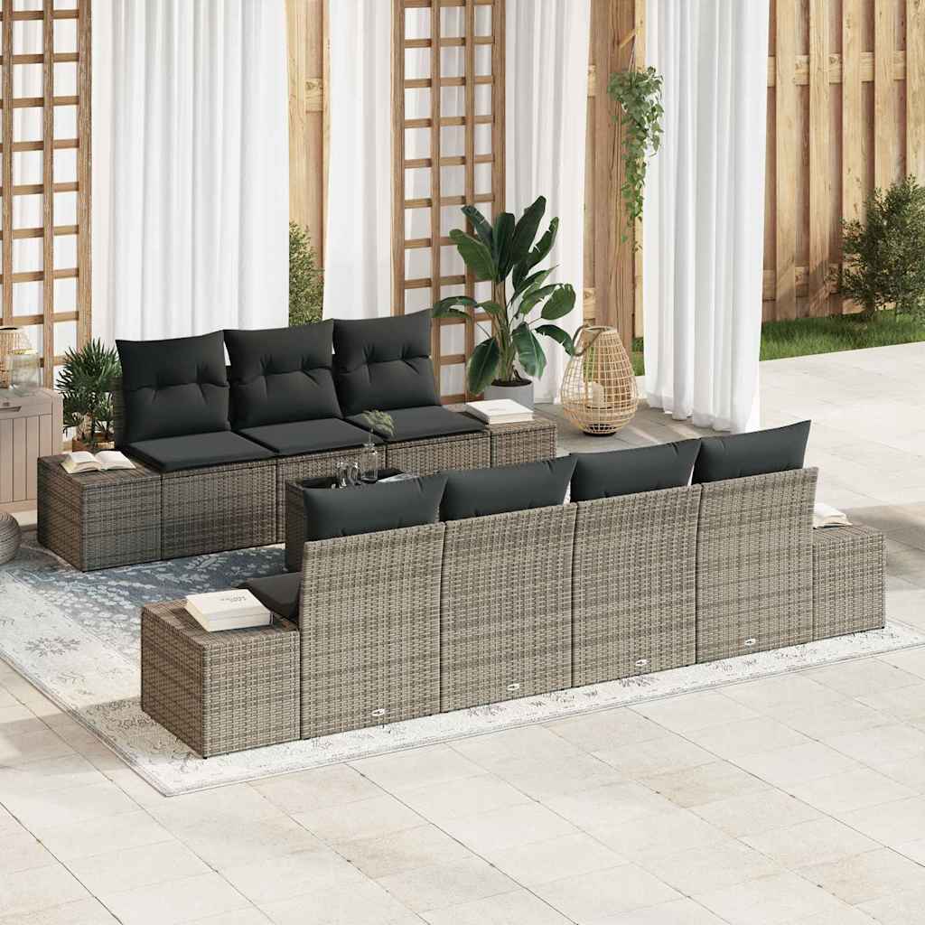 Sofa Set 8 stk. Grau [Synthetisch]: Poly Rattan
