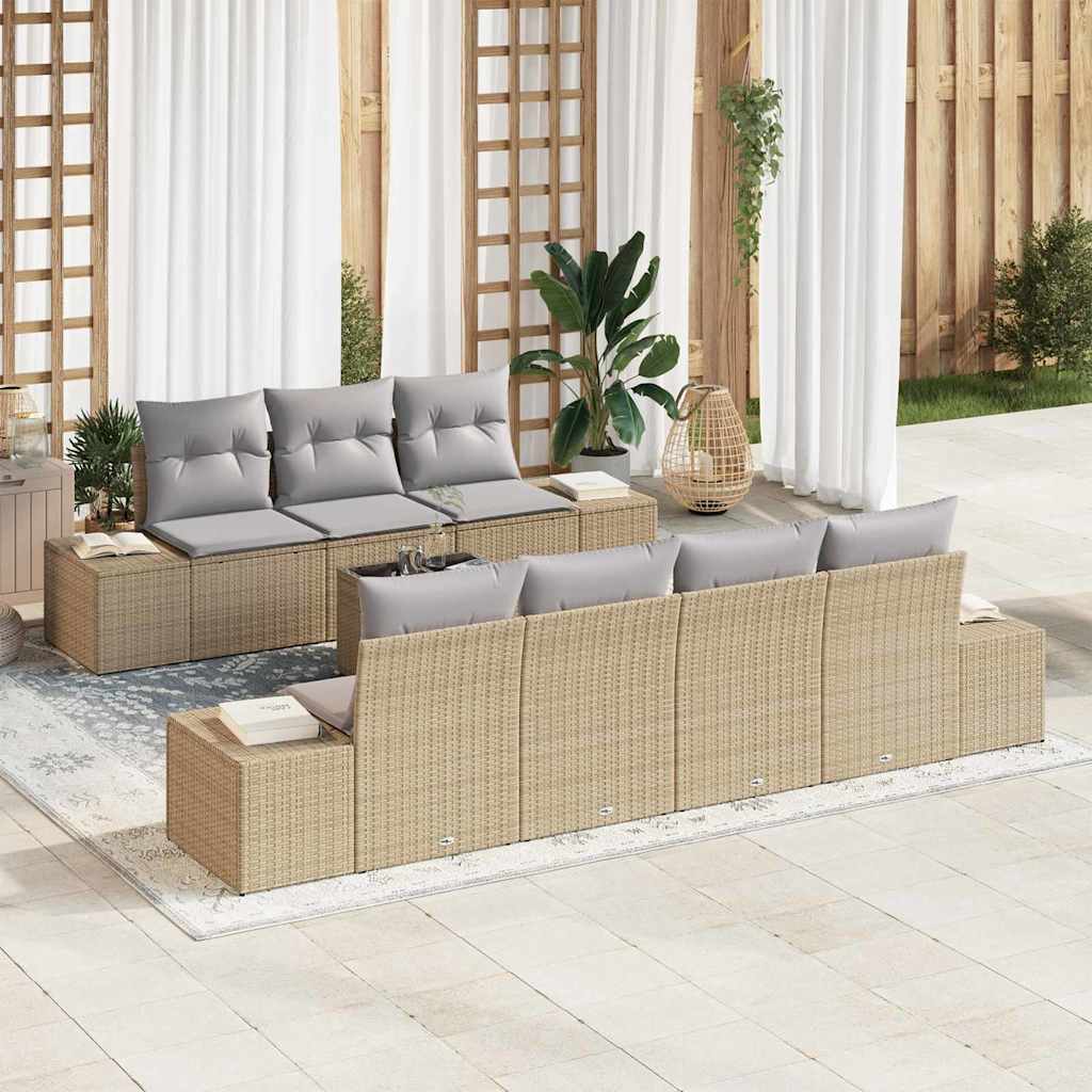 Sofa Set 8 stk. Beige [Synthetisch]: Poly Rattan