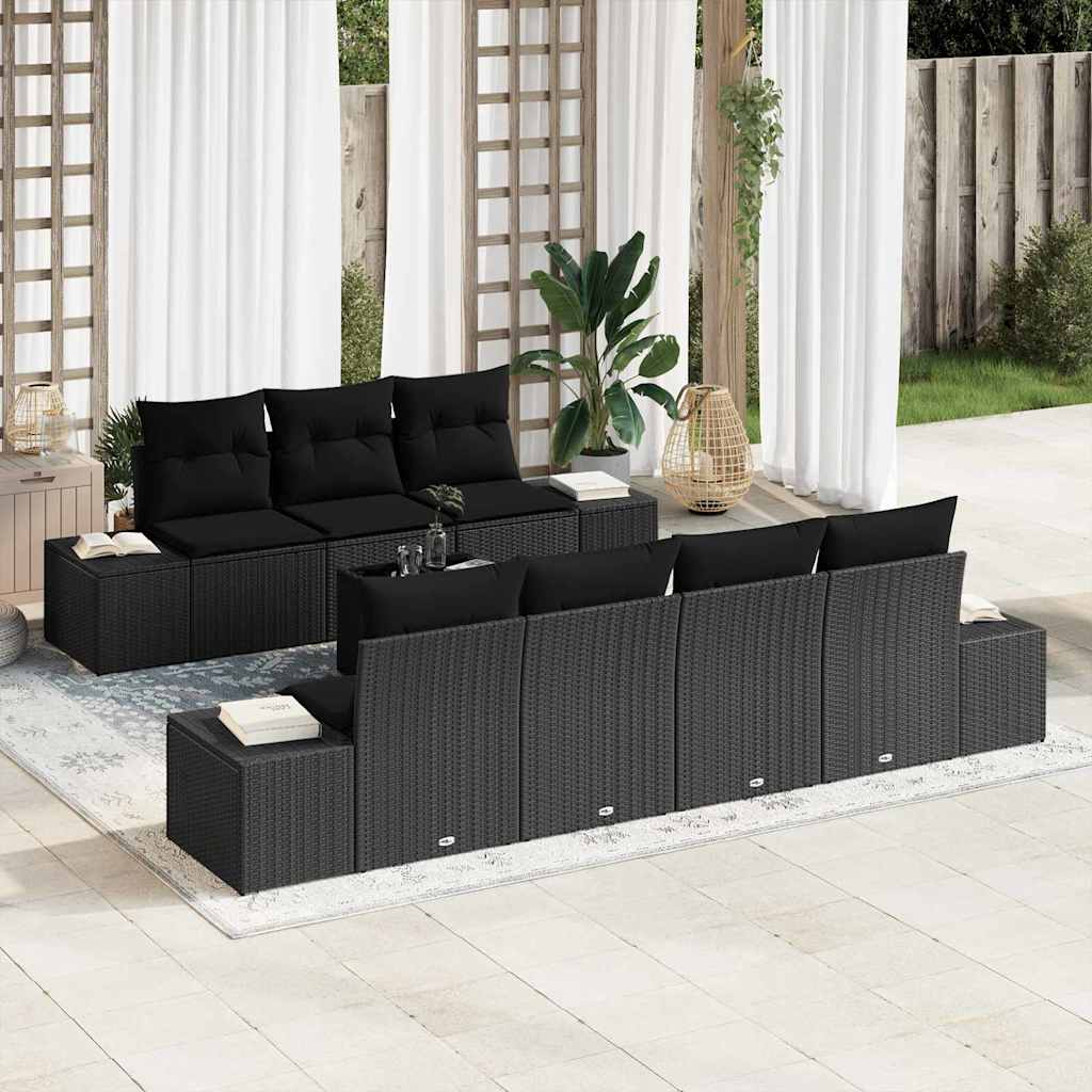 Sofa Set 8 stk. Schwarz [Synthetisch]: Poly Rattan