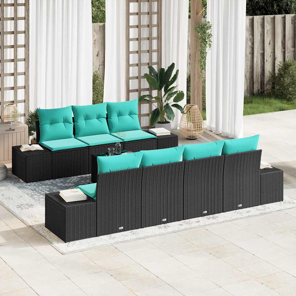 Sofa Set 8 stk. Schwarz [Synthetisch]: Poly Rattan