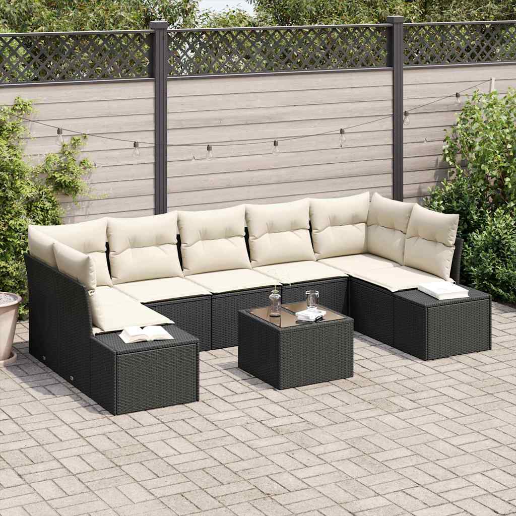 Sofa Set 8 stk. Schwarz [Synthetisch]: Poly Rattan