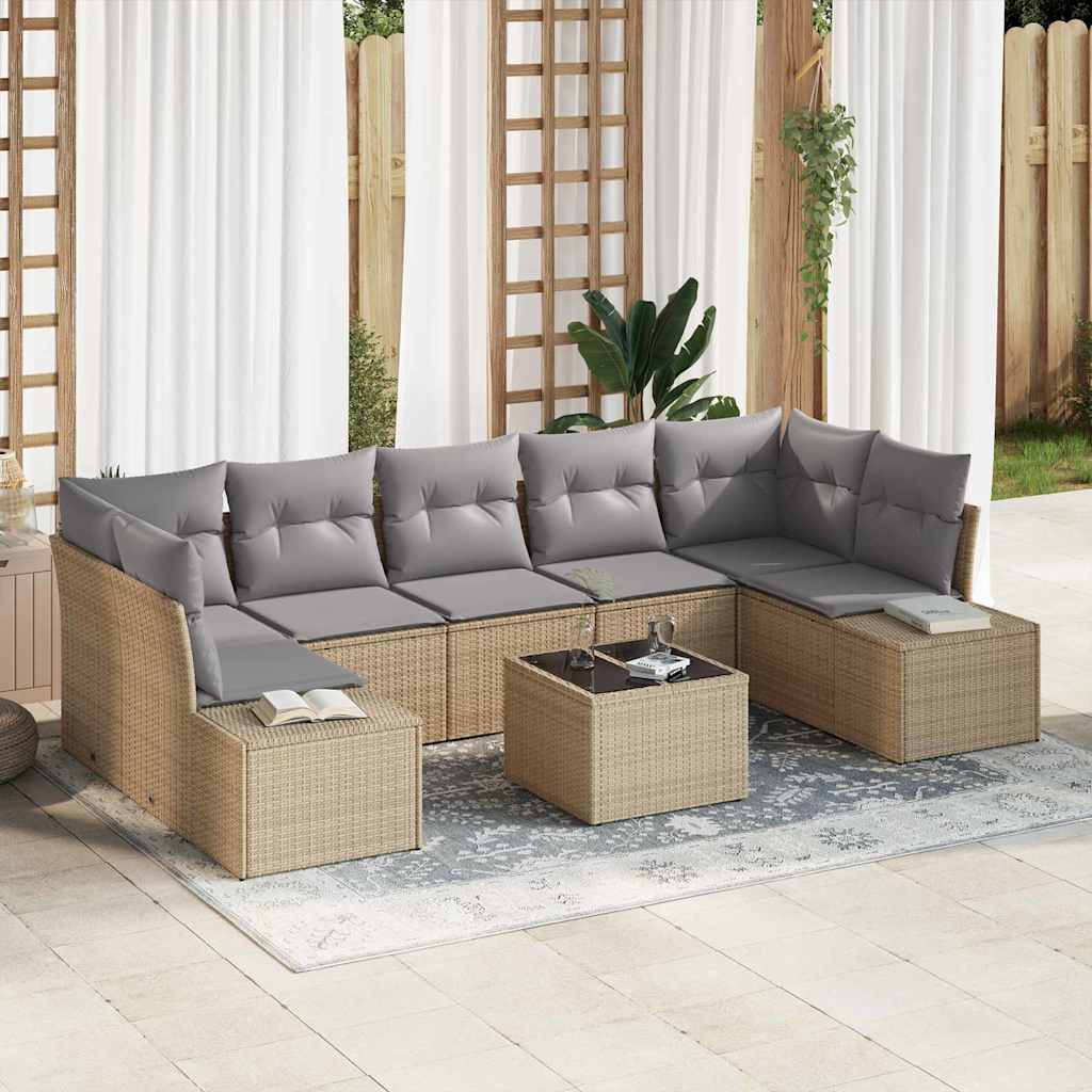 Sofa Set 8 stk. Beige [Synthetisch]: Poly Rattan