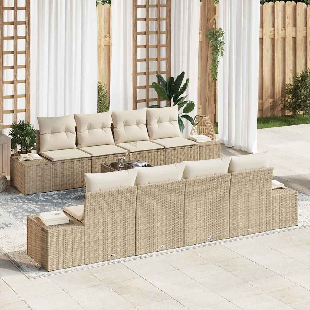 Sofa Set 7 stk. Beige und Creme [Synthetisch]: Poly Rattan