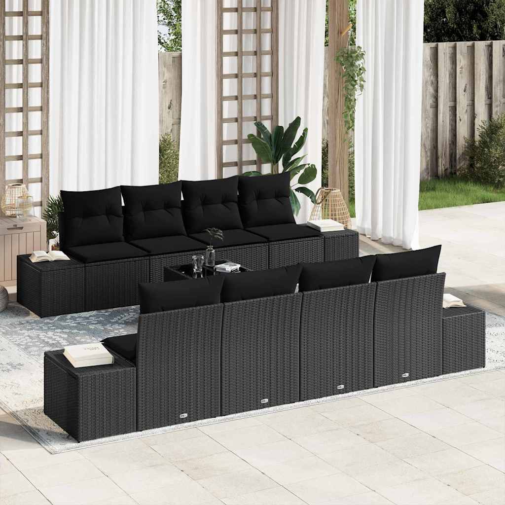 Sofa Set 7 stk. Schwarz [Synthetisch]: Poly Rattan
