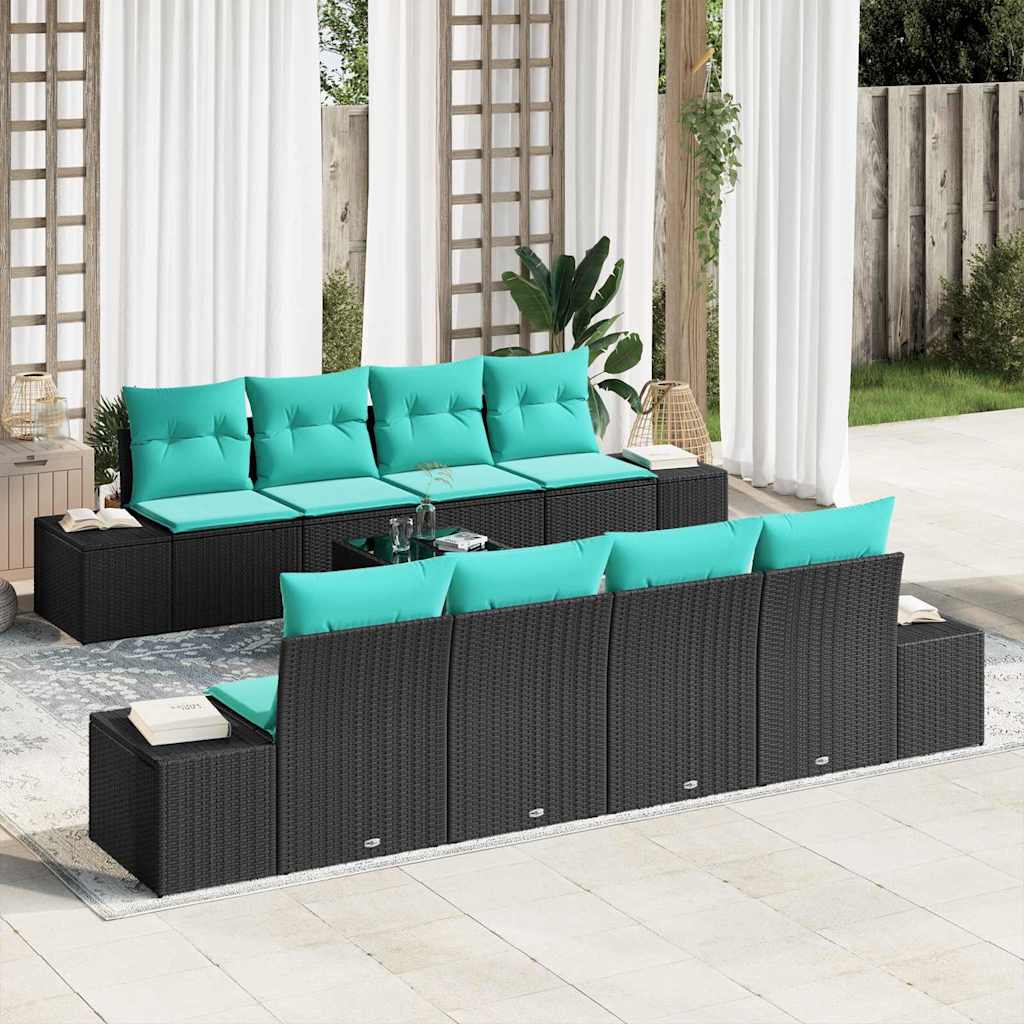 Sofa Set 9 stk. Schwarz [Synthetisch]: Poly Rattan