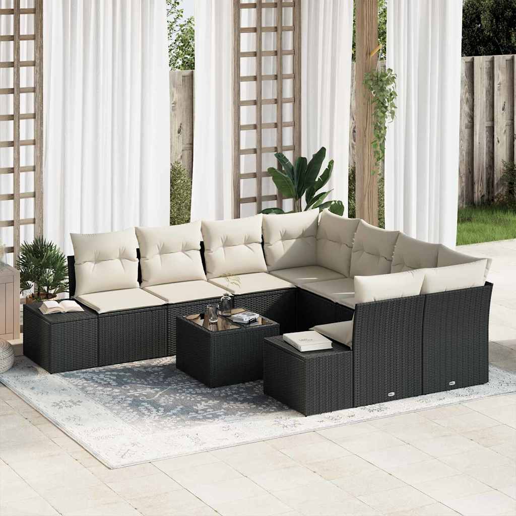 Sofa Set 9 stk. Schwarz [Synthetisch]: Poly Rattan
