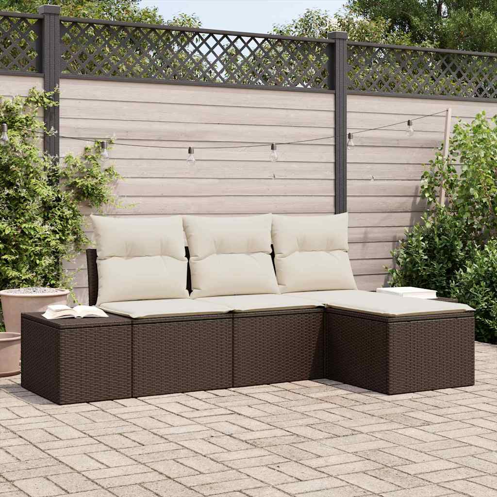 Sofa Set 4 stk. Braun [Synthetisch]: Poly Rattan