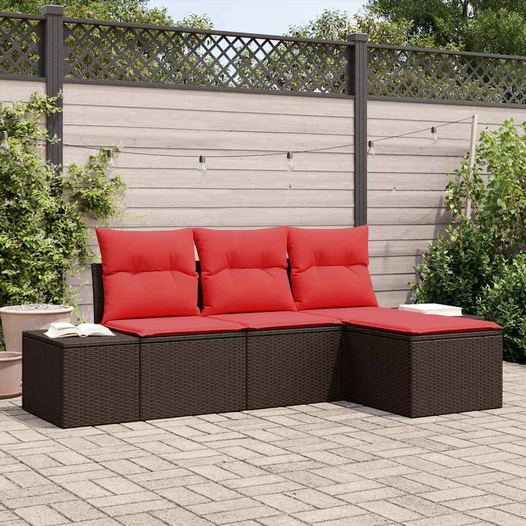 Sofa Set 4 stk. Braun [Synthetisch]: Poly Rattan