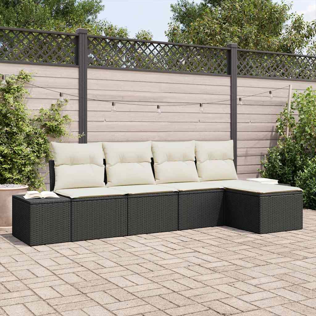 Sofa Set 5 stk. Schwarz [Synthetisch]: Poly Rattan