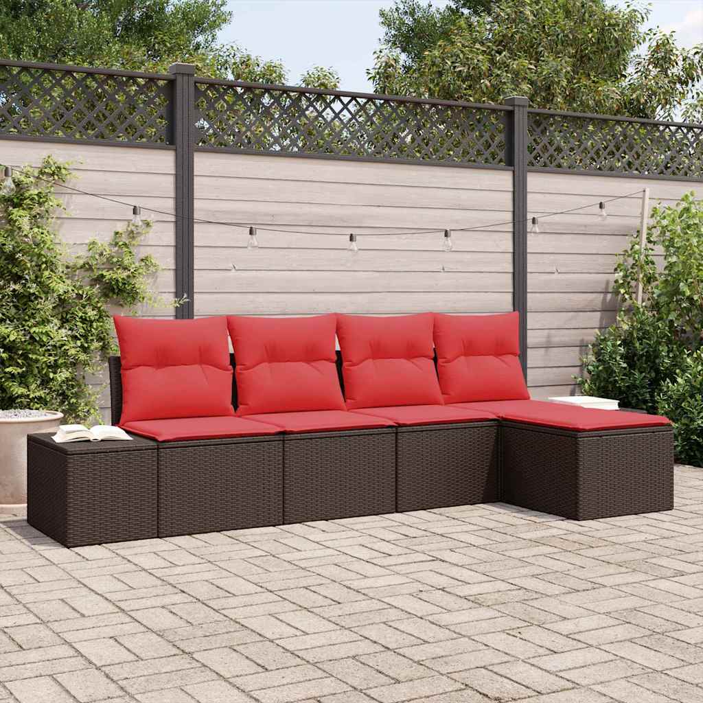 Sofa Set 5 stk. Braun [Synthetisch]: Poly Rattan