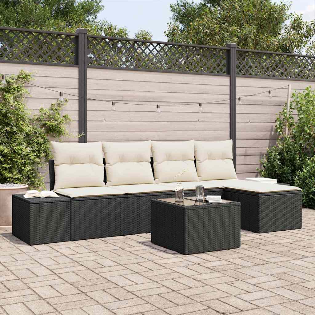 Sofa Set 6 stk. Schwarz [Synthetisch]: Poly Rattan
