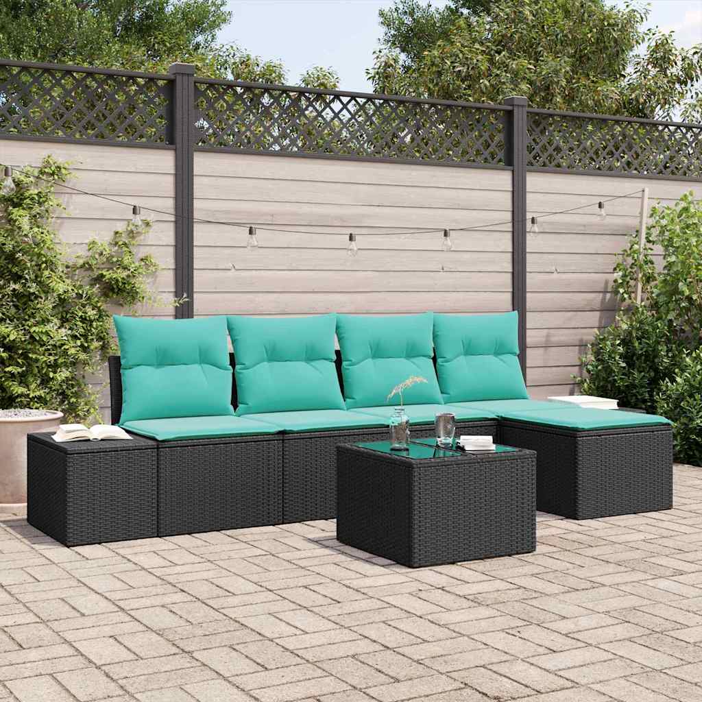Sofa Set 6 stk. Schwarz [Synthetisch]: Poly Rattan