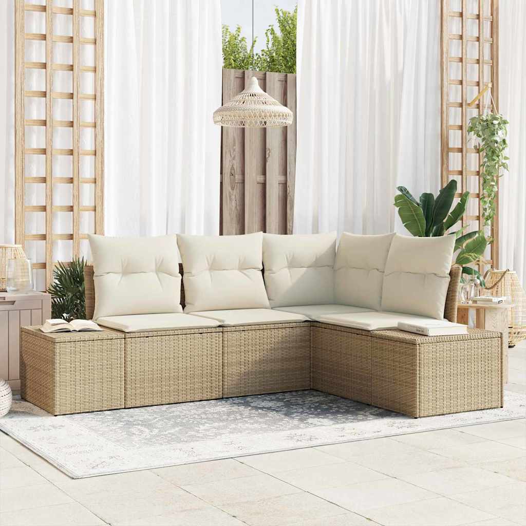 Gartensofa-set 4 stk. Beige Poly-Rattan
