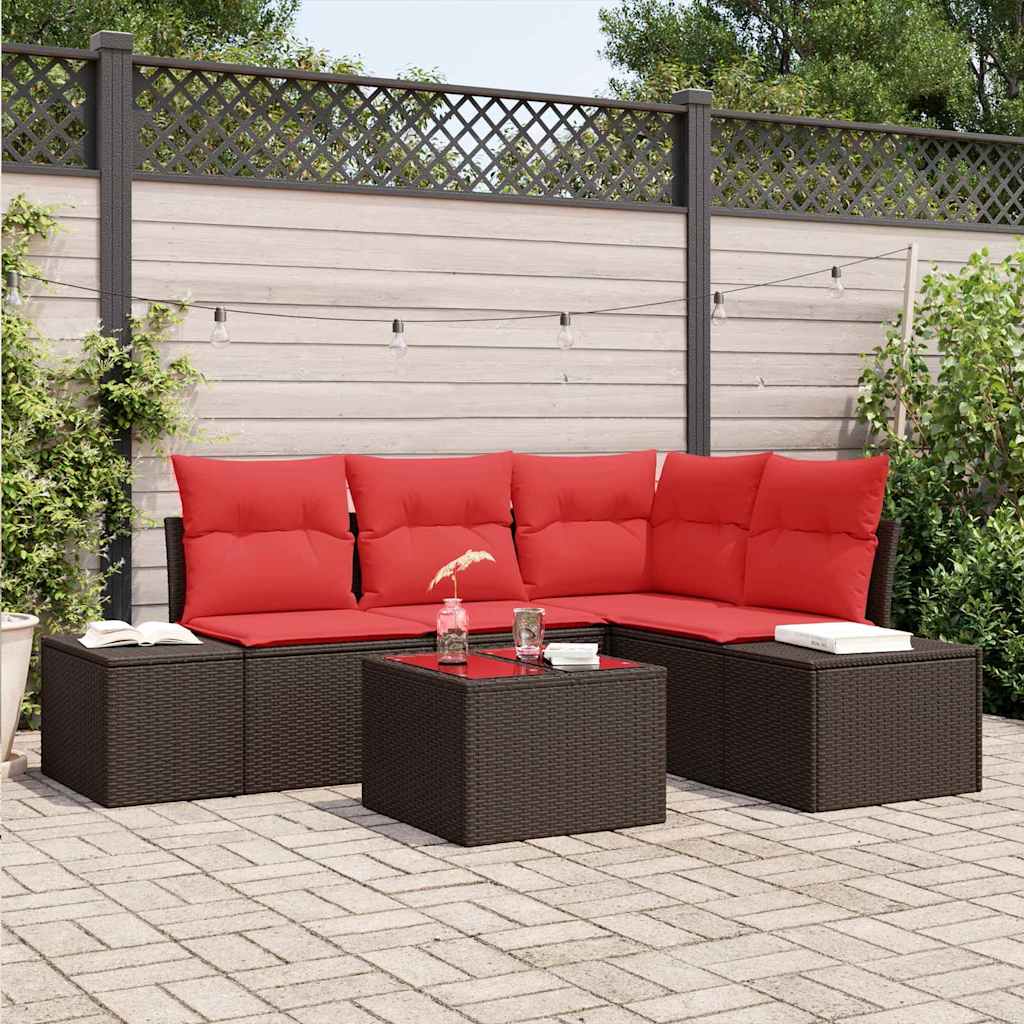Gartensofa-set 5 stk. Braun Poly-Rattan