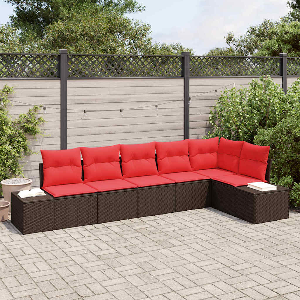 Gartensofa-set 6 stk. Braun Poly-Rattan