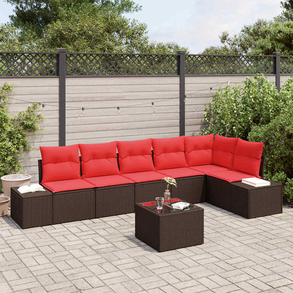 Gartensofa-set 7 stk. Braun Poly-Rattan