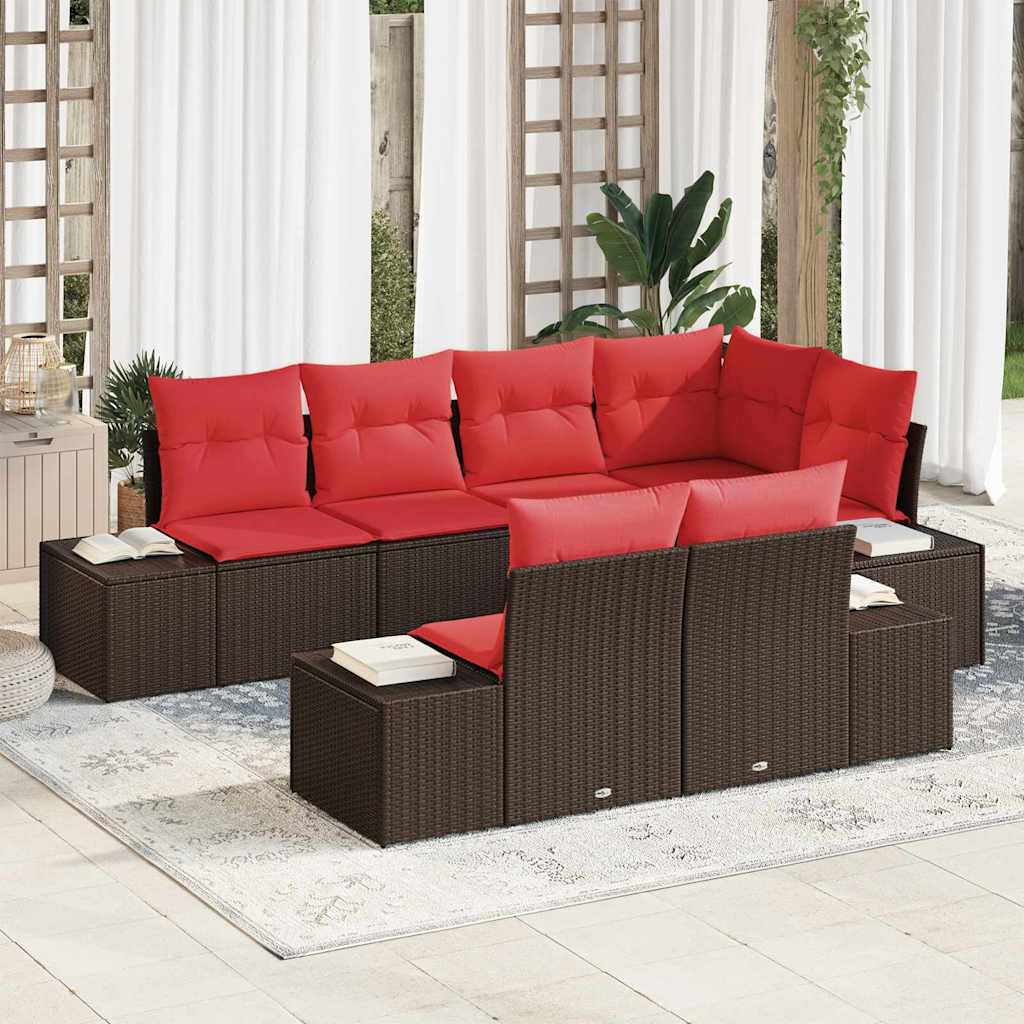 Gartensofa-set 7 stk. Braun Poly-Rattan