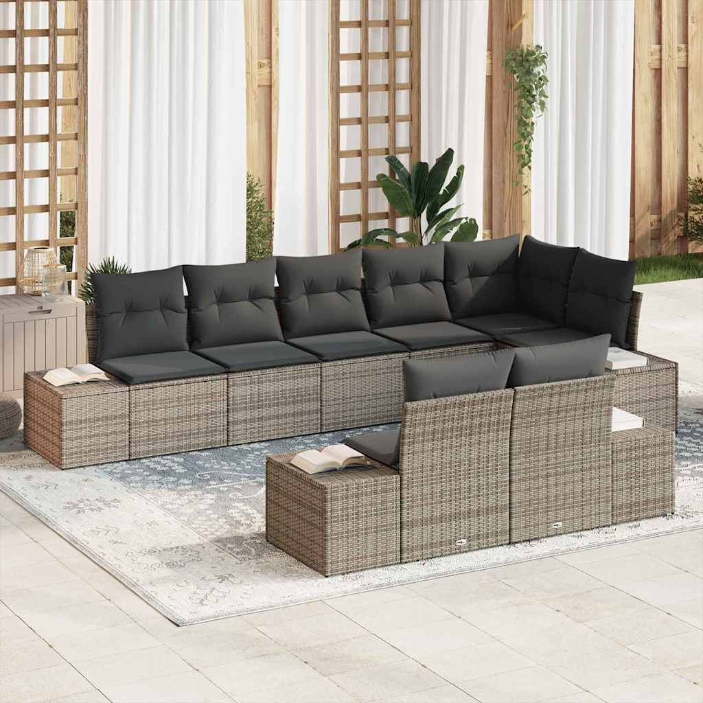 Gartensofa-set 8 stk. Grau Poly-Rattan