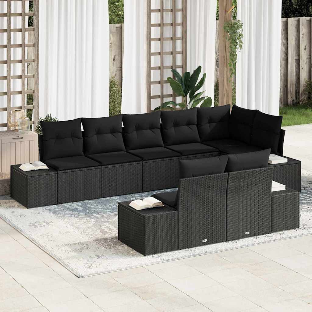Gartensofa-set 8 stk. Schwarz Poly-Rattan