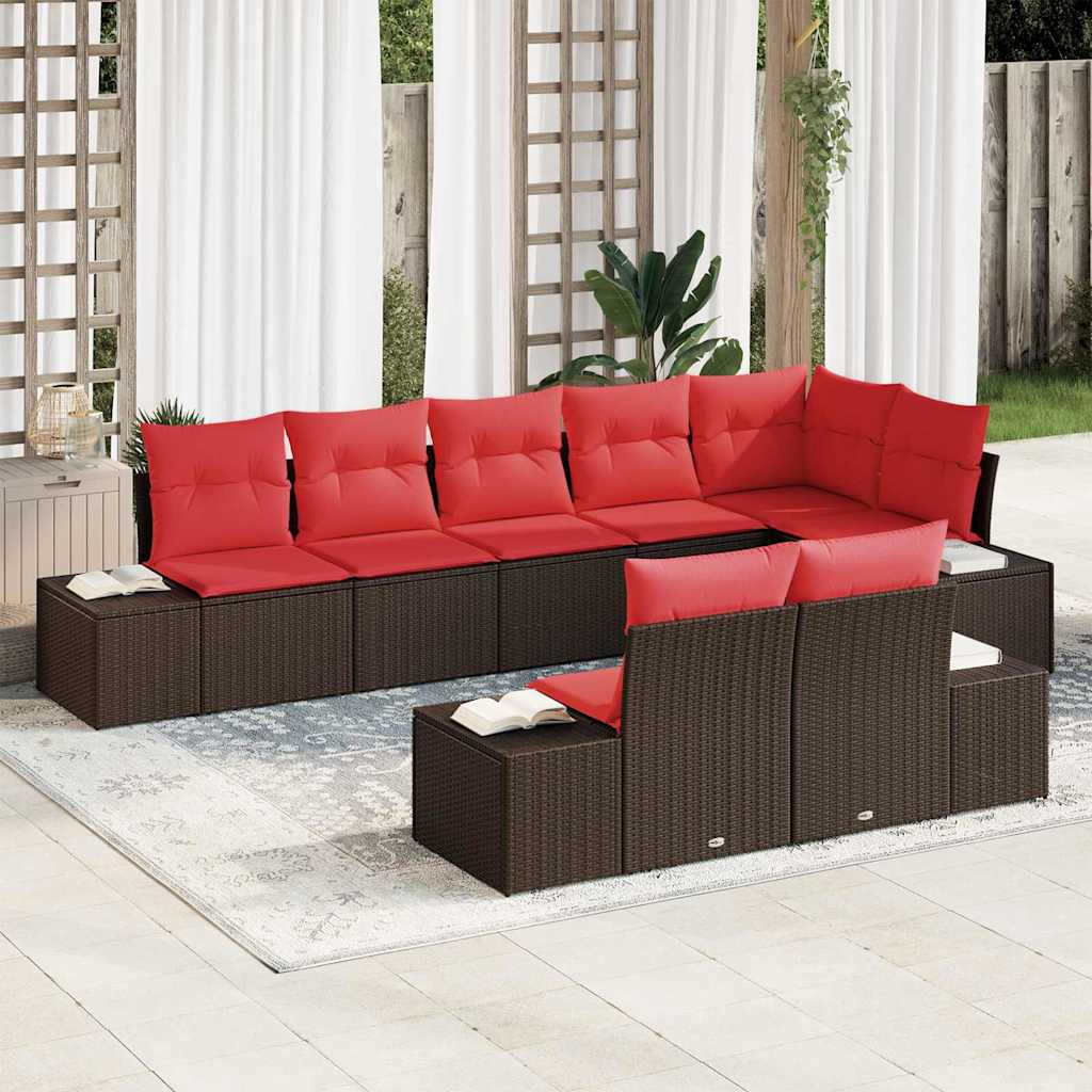 Gartensofa-set 8 stk. Braun Poly-Rattan