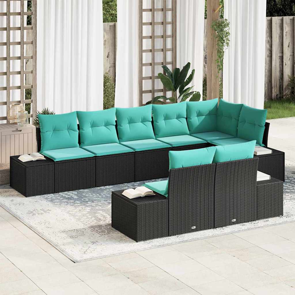 Gartensofa-set 8 stk. Schwarz Poly-Rattan