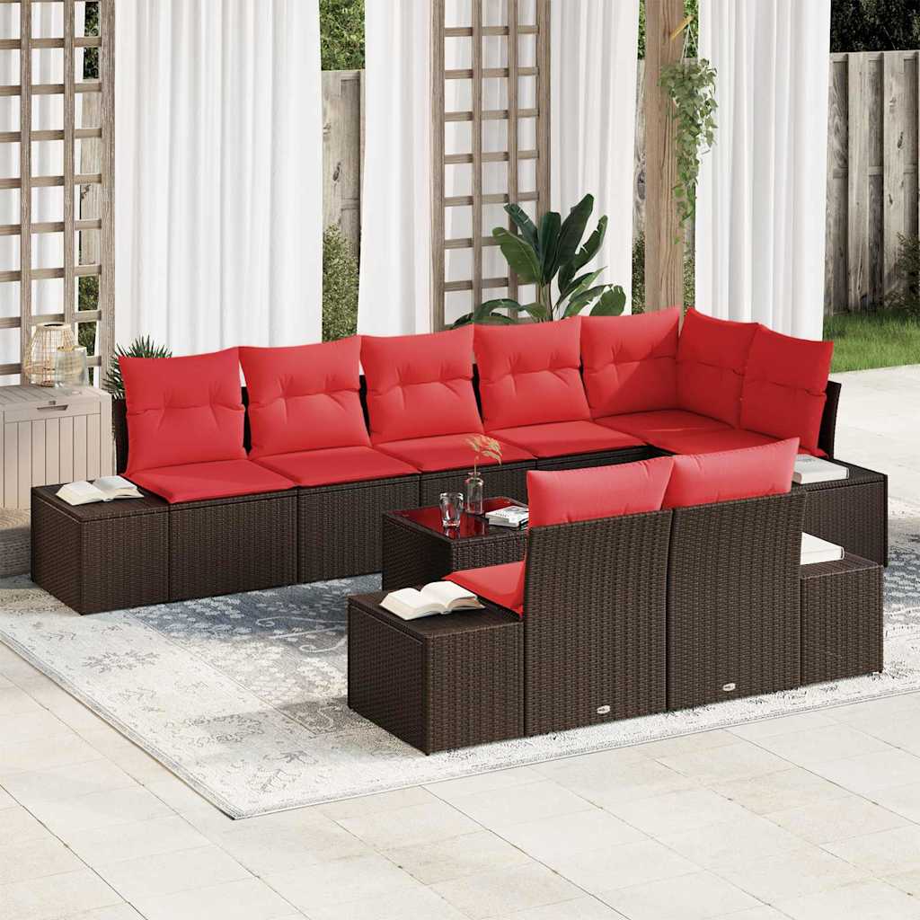 Gartensofa-set 9 stk. Braun Poly-Rattan