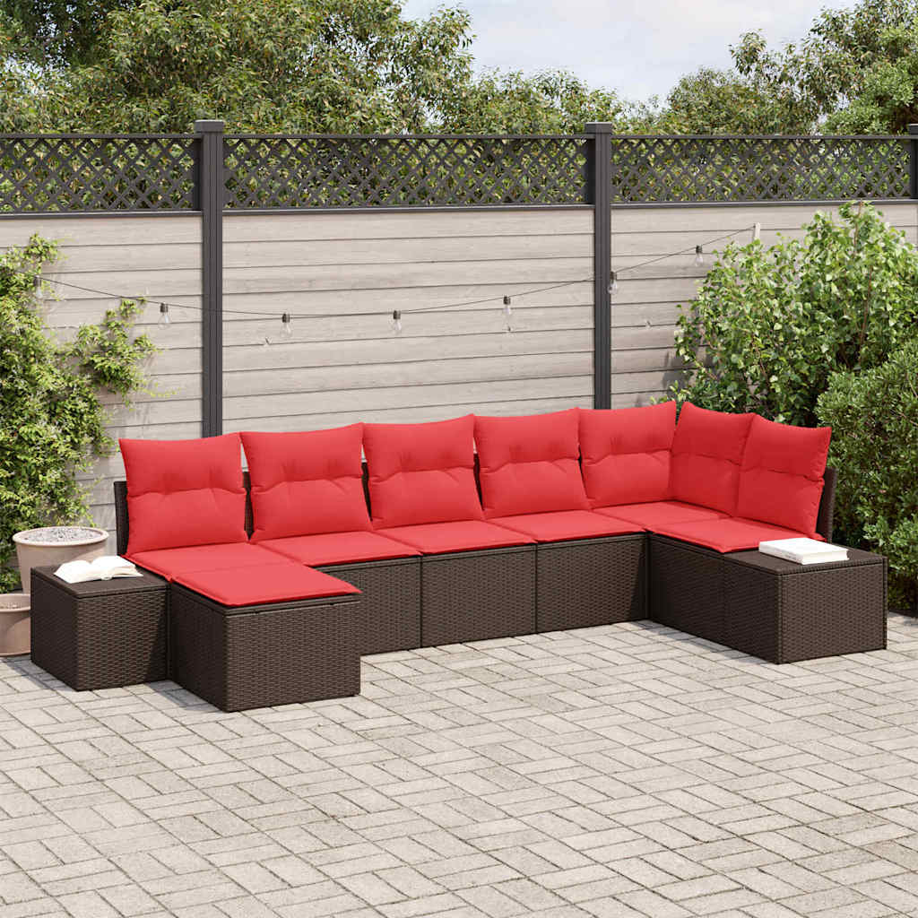 Gartensofa-set 7 stk. Braun Poly-Rattan