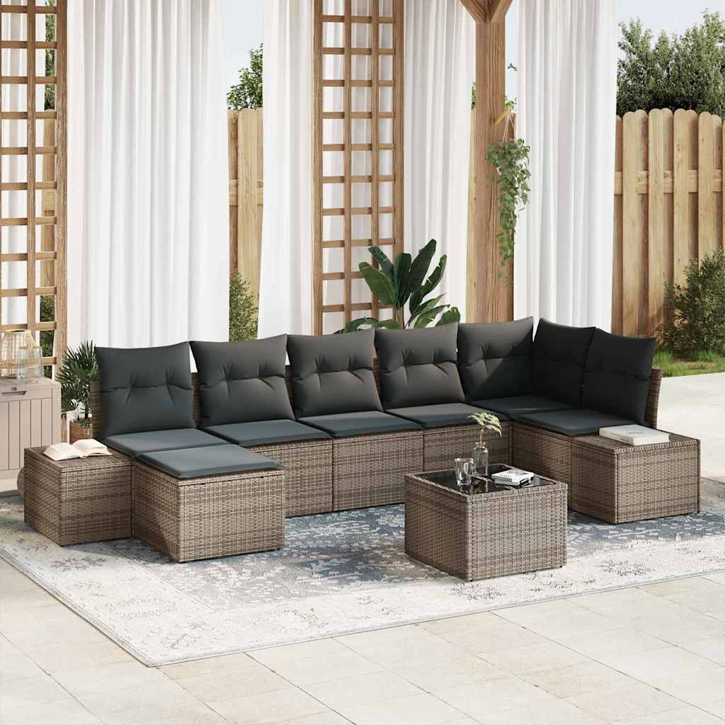 Gartensofa-set 8 stk. Grau Poly-Rattan