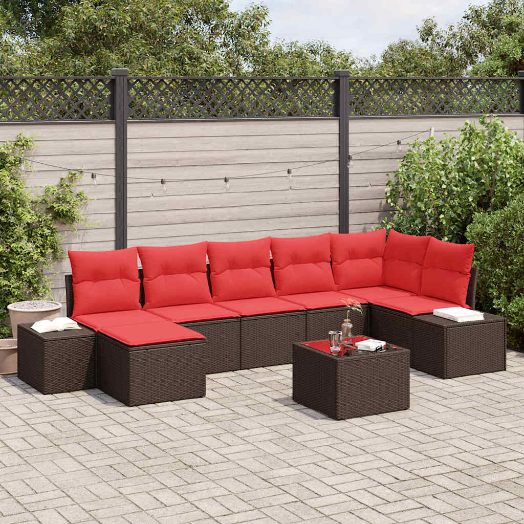 Gartensofa-set 8 stk. Braun Poly-Rattan