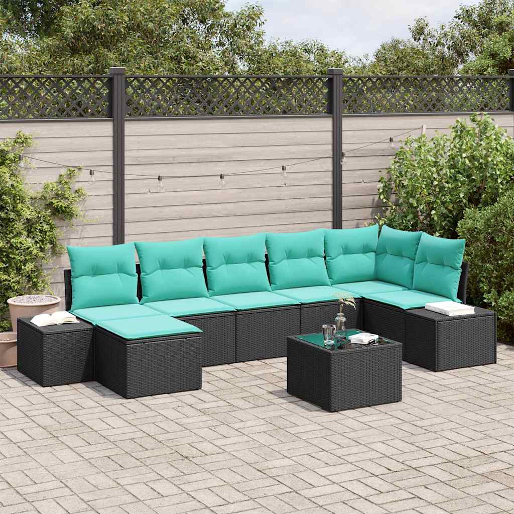 Gartensofa-set 8 stk. Schwarz Poly-Rattan