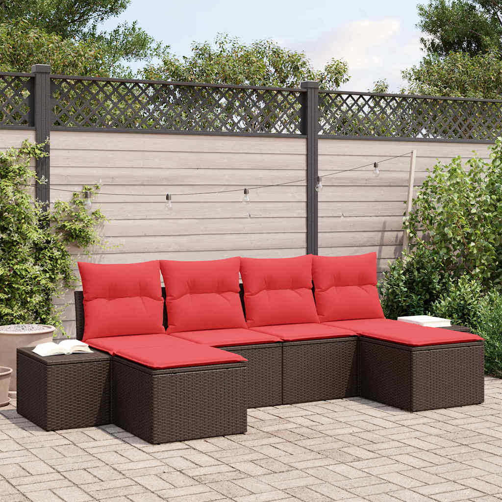 Gartensofa-set 6 stk. Braun Poly-Rattan