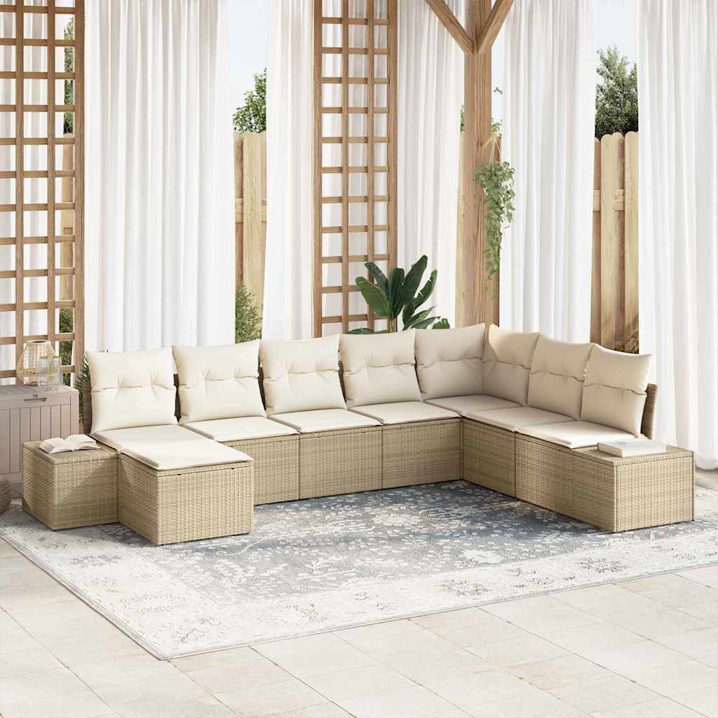 Gartensofa-set 8 stk. Beige Poly-Rattan