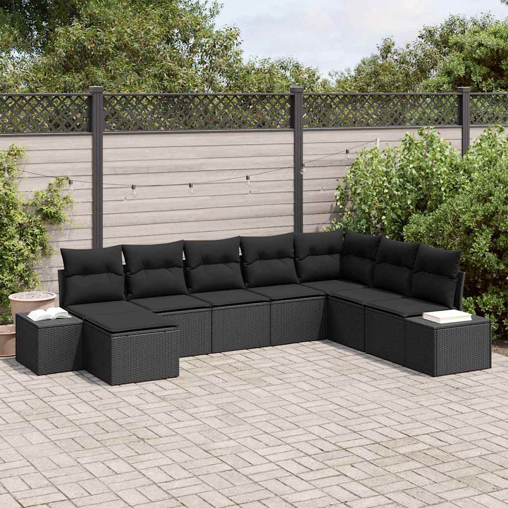 Gartensofa-set 8 stk. Schwarz Poly-Rattan