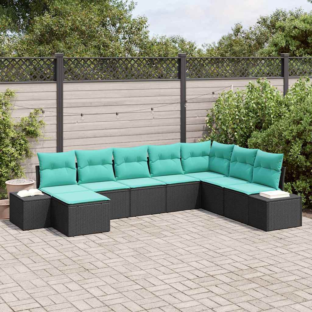 Gartensofa-set 8 stk. Schwarz Poly-Rattan