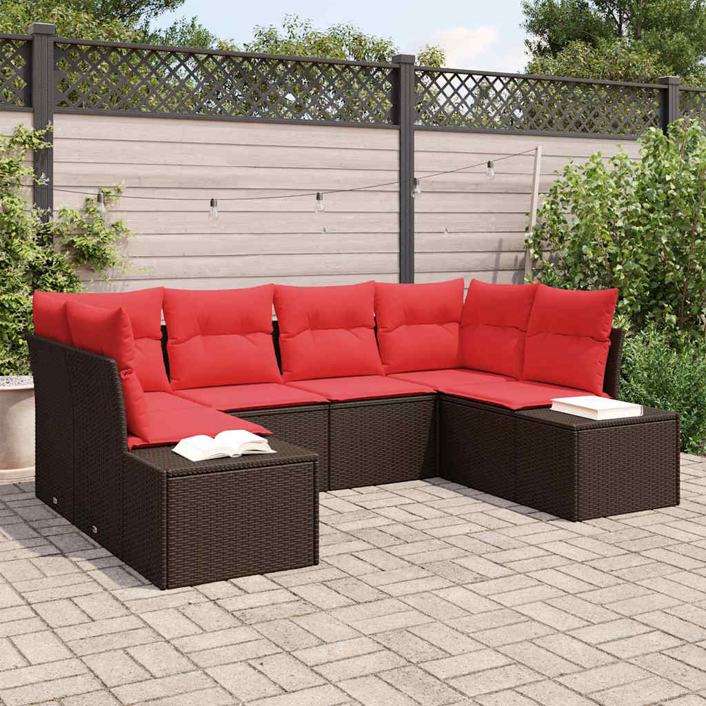 Gartensofa-set 6 stk. Braun Poly-Rattan