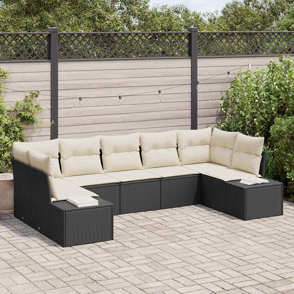 Gartensofa-set 7 stk. Schwarz Poly-Rattan