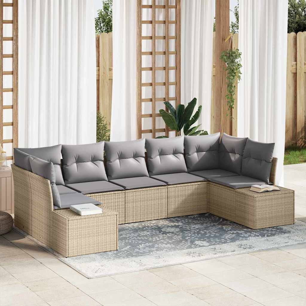 Gartensofa-set 7 stk. Beige Poly-Rattan