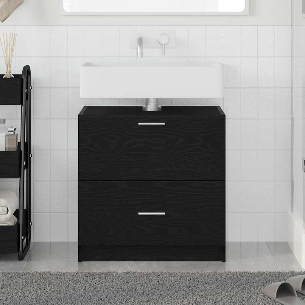 Badezimmerschrank Schwarz Eichen-Optik 59 x 37 x 59 cm