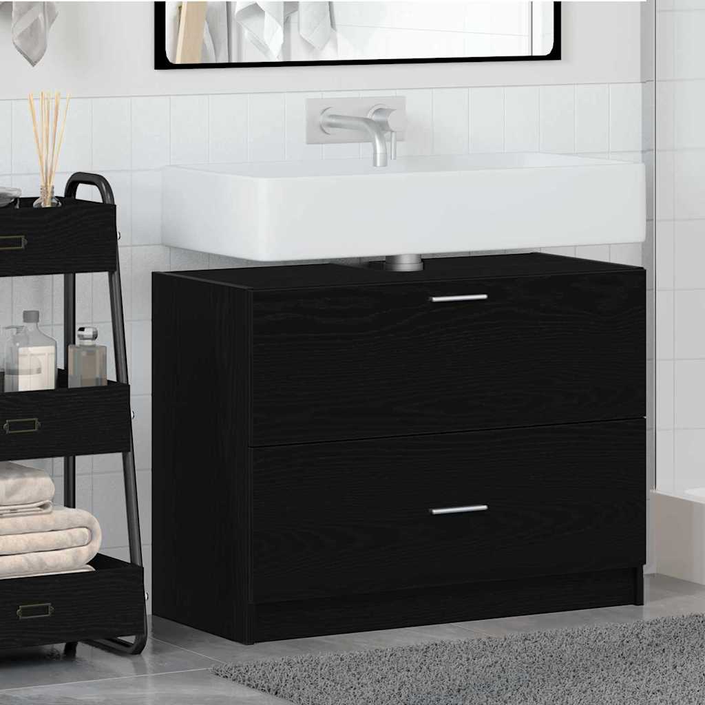 Badezimmerschrank Schwarz Eichen-Optik 78 x 37 x 59 cm