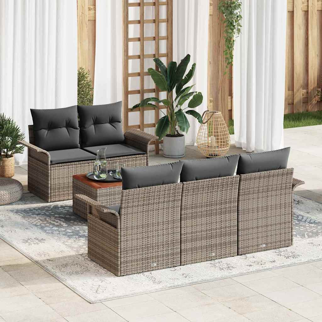 Gartensofa-set 6 stk. Grau Poly-Rattan