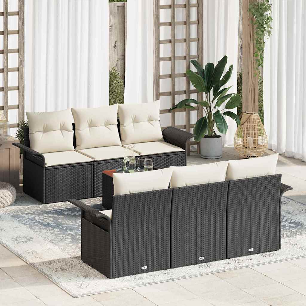 Gartensofa-set 7 stk. Schwarz Poly-Rattan